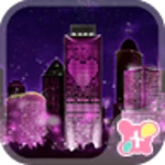 purple love city android application logo